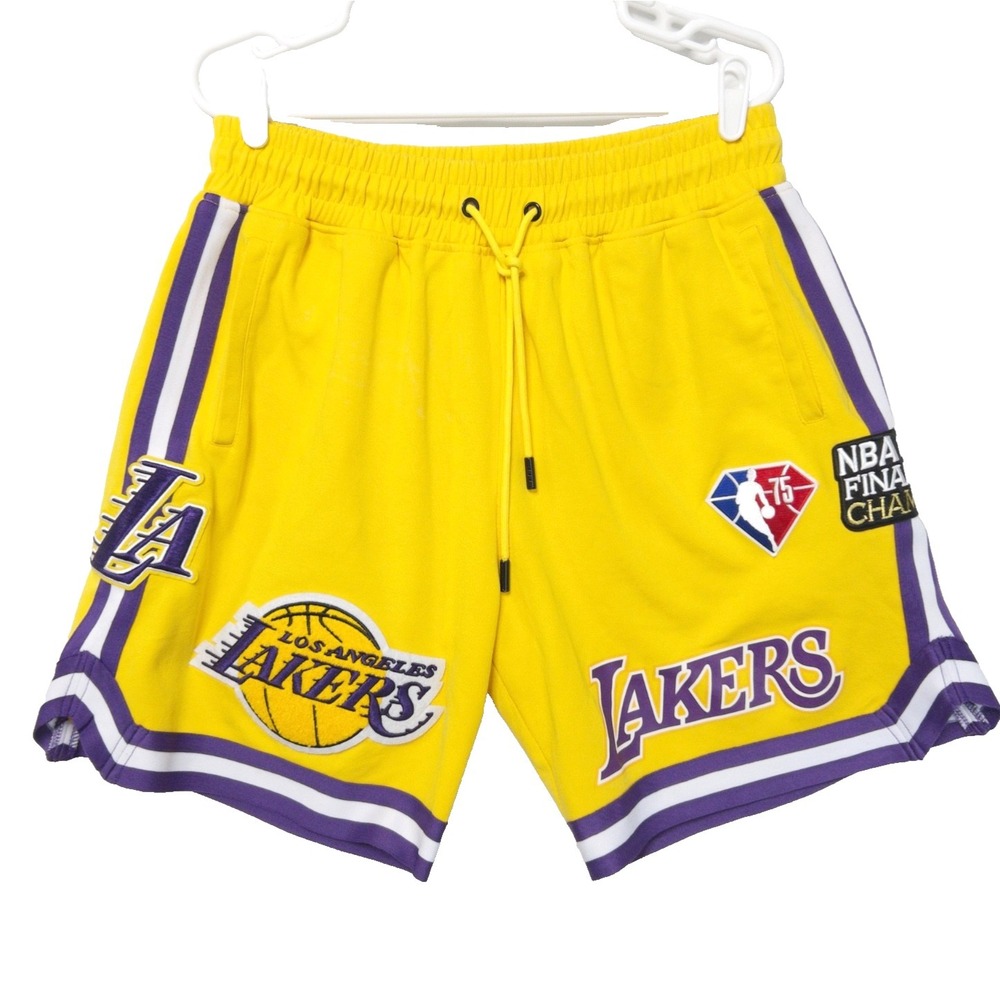 Pro Standard LA Lakers Shorts Mens XL 75th Anniversary Chenille Patch Basketball